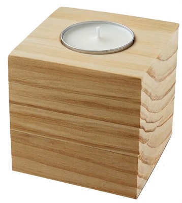 Wood Cube Tea Candle