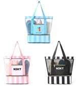 2 Compartment Mesh Beach Tote Bag