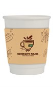 280ml Compostable PLA Double Wall Coffee Cup With Sleeve