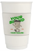 500ml Compostable PLA Double Wall Coffee Cup With Sleeve