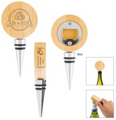 Combo Bamboo Wine Stopper With Bottle Opener