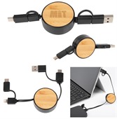 Fossano Bamboo Retractable Charging Cable