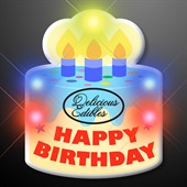 Happy Birthday Cake Blinking LED Pin Badge