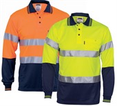 Hi Vis Cool Breathe Long Sleeve Polo With Reflective Tape