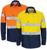 Hi Vis Cool Breeze Long Sleeve Cotton Shirt With Reflective Tape