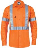 Hi Vis Day Night Long Sleeve Cotton Shirt With Reflective Tape