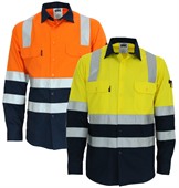 Hi Vis Two Tone Long Sleeve Shirt With BioMotion And X Back Reflective Tape