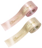 Hot Stamped Glitter Satin Polyester Ribbon