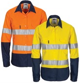 Ladies Hi Vis 3 Way Cool Breeze Two Tone Long Sleeve Shirt With Reflective Tape