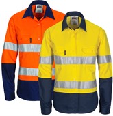 Ladies Hi Vis Cool Breeze Cotton Long Sleeve Shirt With Reflective Tape