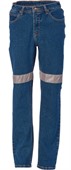 Ladies Taped Denim Stretch Jeans With Reflective Tape