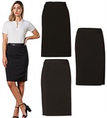 Ladies Wool Blend Stretch Mid Length Lined Pencil Skirt