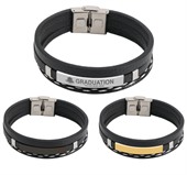 Leather Stitch Accent Bracelet With Hook Buckle