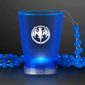 LED Shot Glass Blue With Blue Bead Necklace