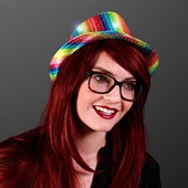 Sequin Flashing LED Multicolour Fedora Hat