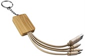 Square 5 In 1 Bamboo Charging Cable Key Ring