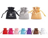 Velveteen Satin Polyester Drawstring Bag